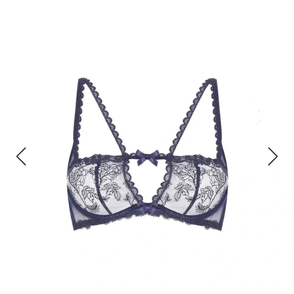 AGENT PROVOCATEUR | Rosa Bra and panty Lingerie Set in Navy Blue - Picture 4 of 11
